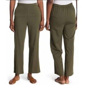 Abound Straight Leg Elastic Waist Pull On Pants Army Green Women's Small NWT